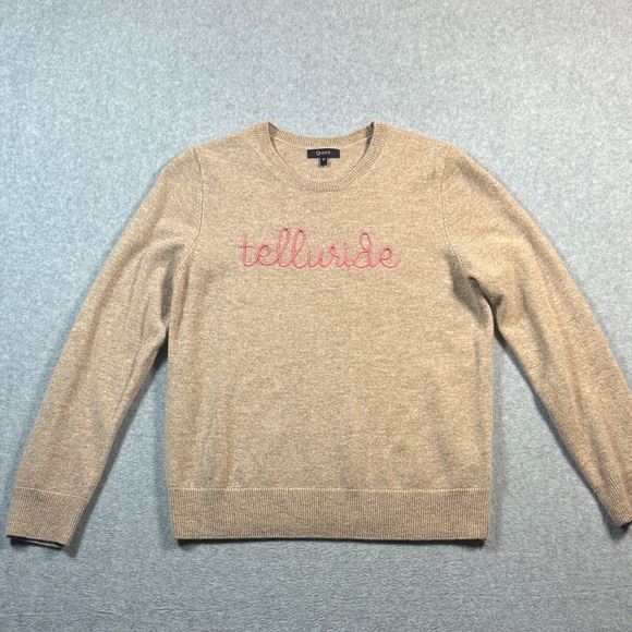 Quince Beige Crew Neck Cashmere Sweater - Picture 3 of 9